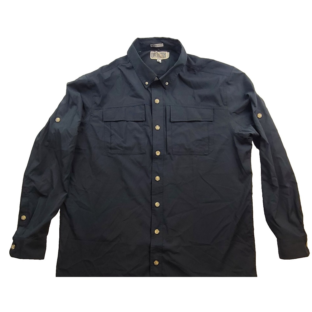 Duluth Trading Untucked Shirt Mens Action XL Tall Navy Long Sleeve Vented Back